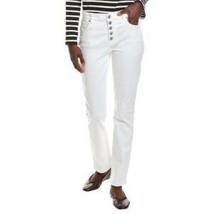 CAbi Button Fly Straight Style 6284 White Jeans, size 8